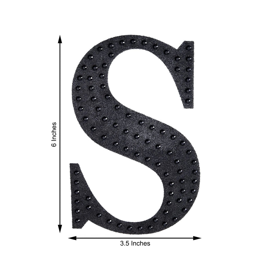 6 inch Black Decorative Rhinestone Alphabet Letter Stickers DIY Crafts - S