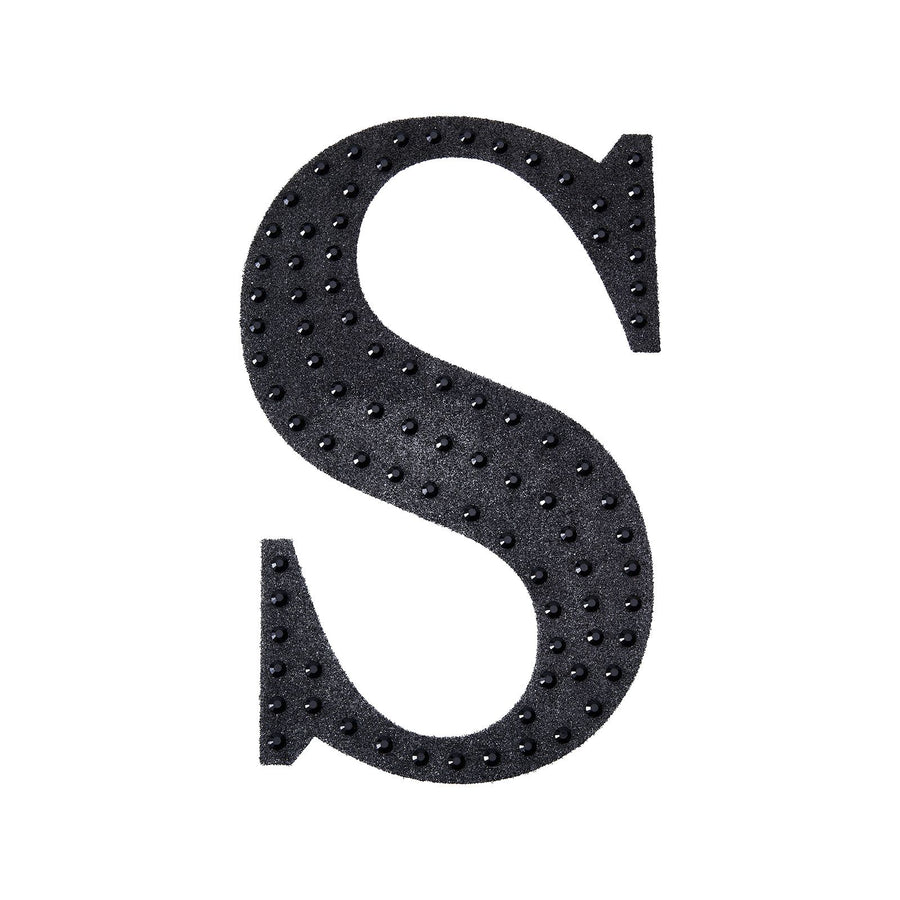 6 inch Black Decorative Rhinestone Alphabet Letter Stickers DIY Crafts - S#whtbkgd
