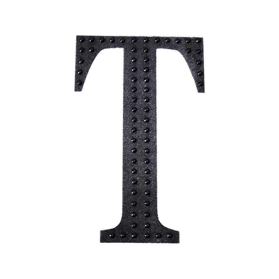 6 inch Black Decorative Rhinestone Alphabet Letter Stickers DIY Crafts - T#whtbkgd