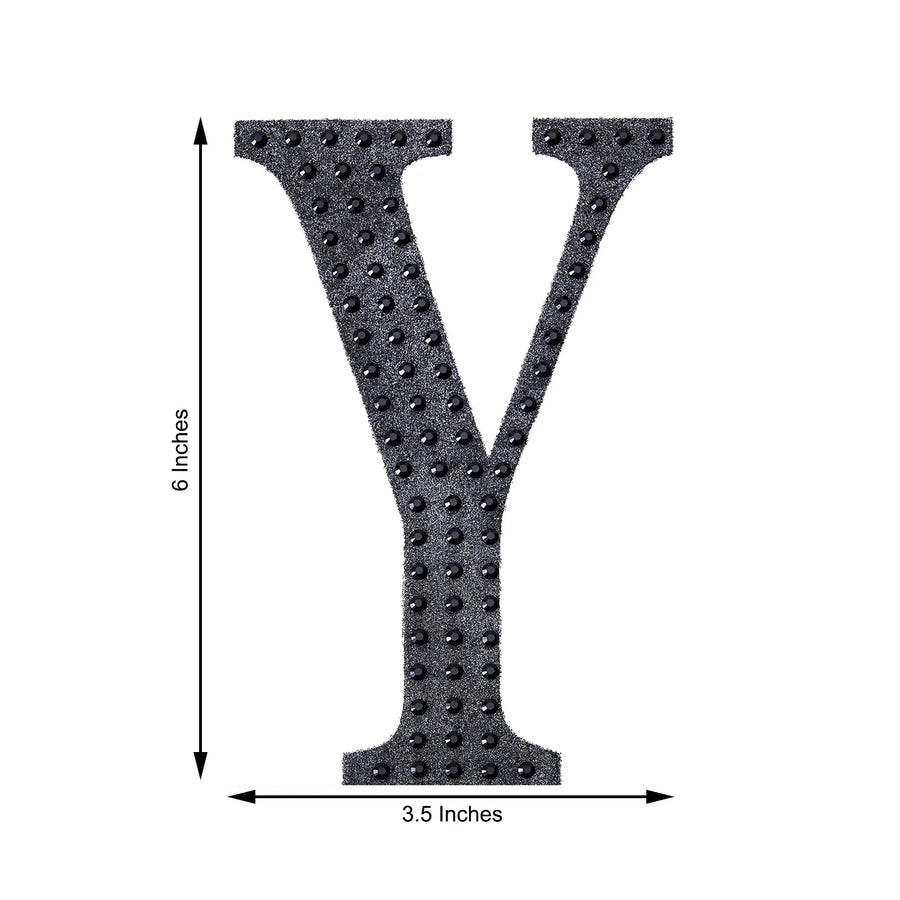 6inch Black Decorative Rhinestone Alphabet Letter Stickers DIY Crafts - Y