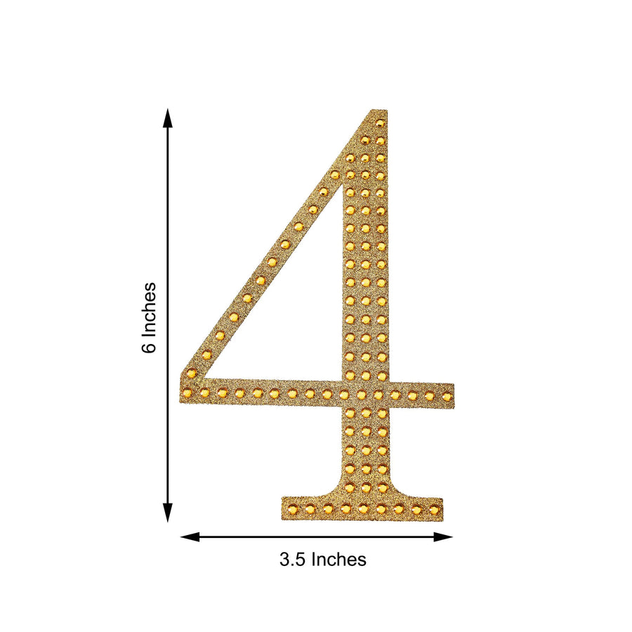 6inch Gold Decorative Rhinestone Number Stickers DIY Crafts - 4