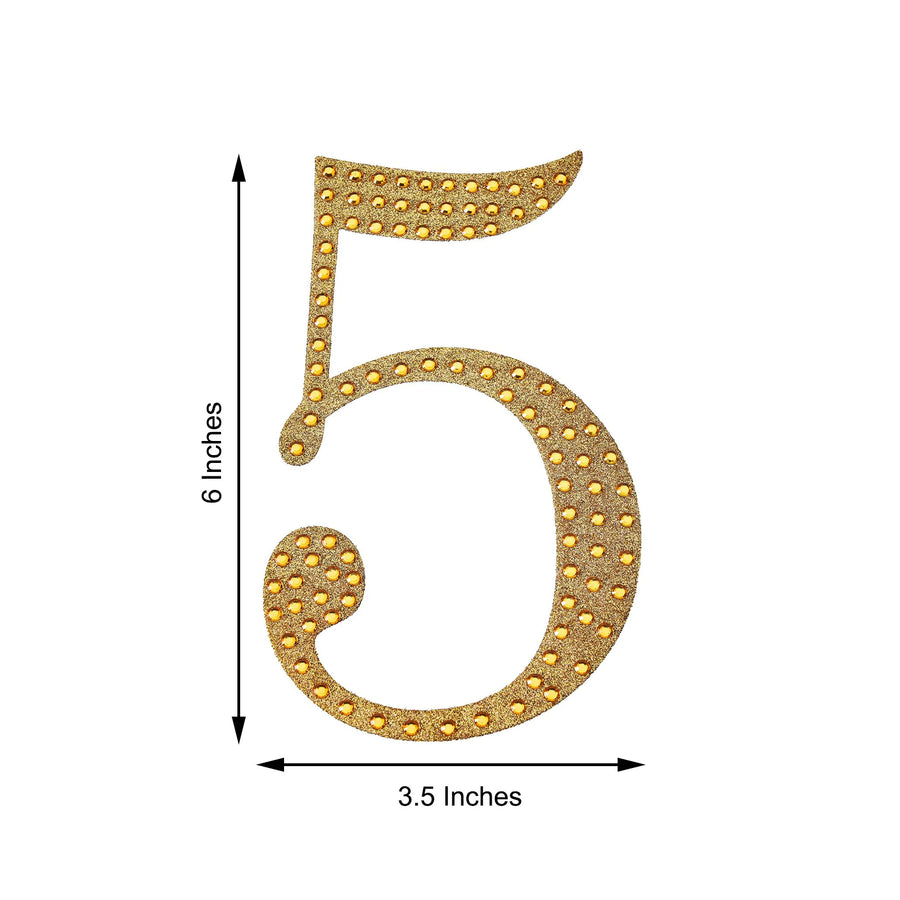 6inch Gold Decorative Rhinestone Number Stickers DIY Crafts - 5
