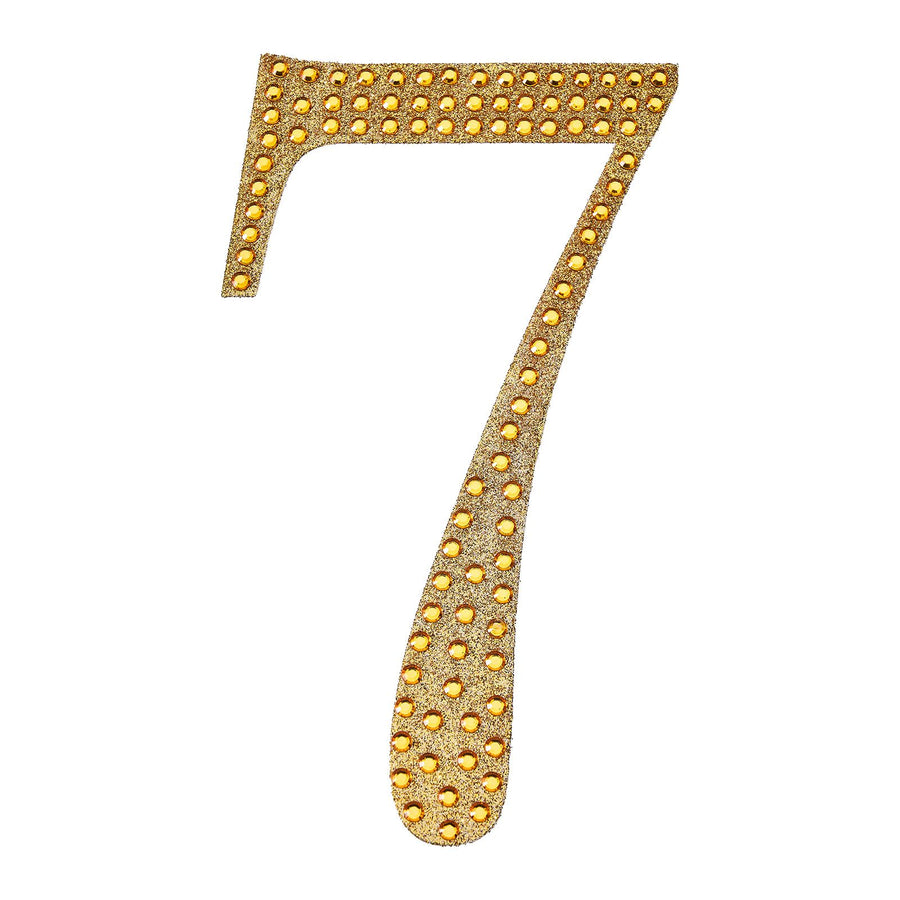 6inch Gold Decorative Rhinestone Number Stickers DIY Crafts - 7#whtbkgd