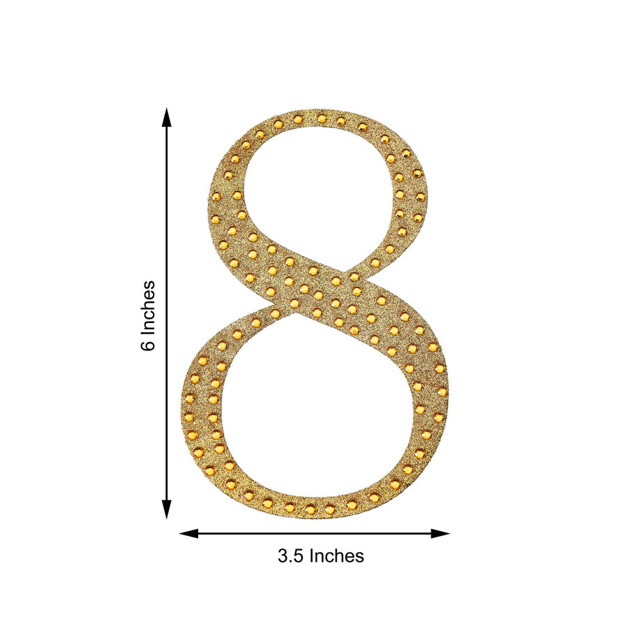 6 inch Gold Decorative Rhinestone Number Stickers DIY Crafts - 8