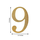 6 inch Gold Decorative Rhinestone Number Stickers DIY Crafts - 9