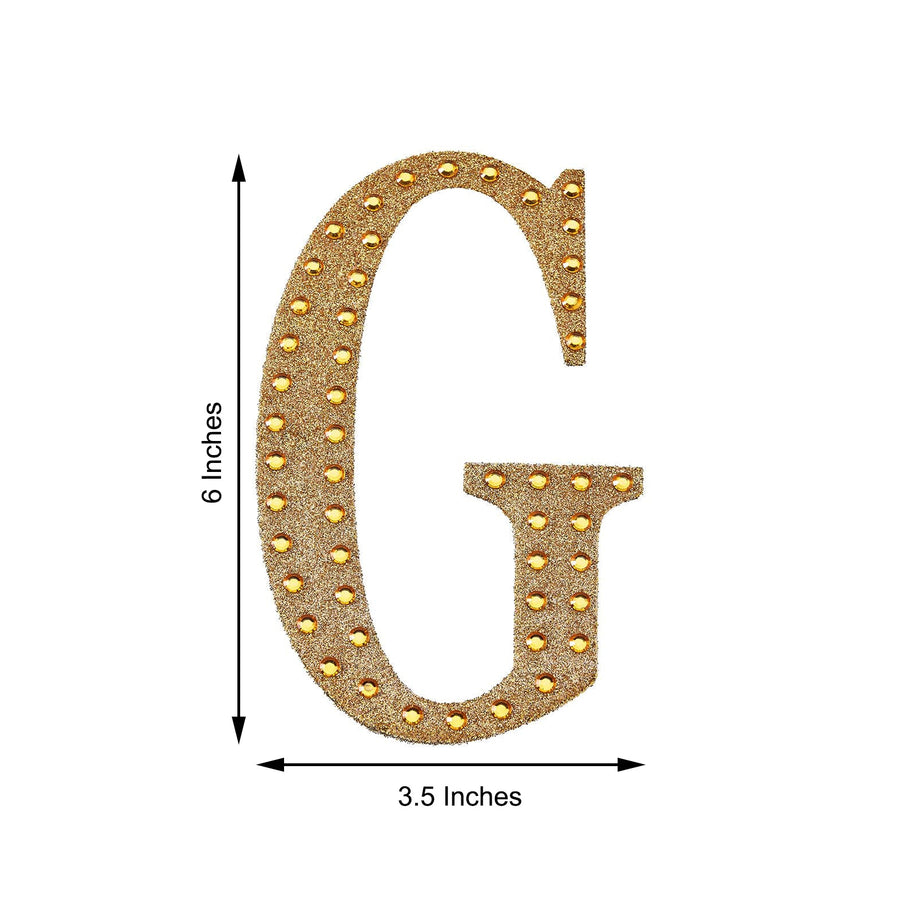 6 inch Gold Decorative Rhinestone Alphabet Letter Stickers DIY Crafts - G