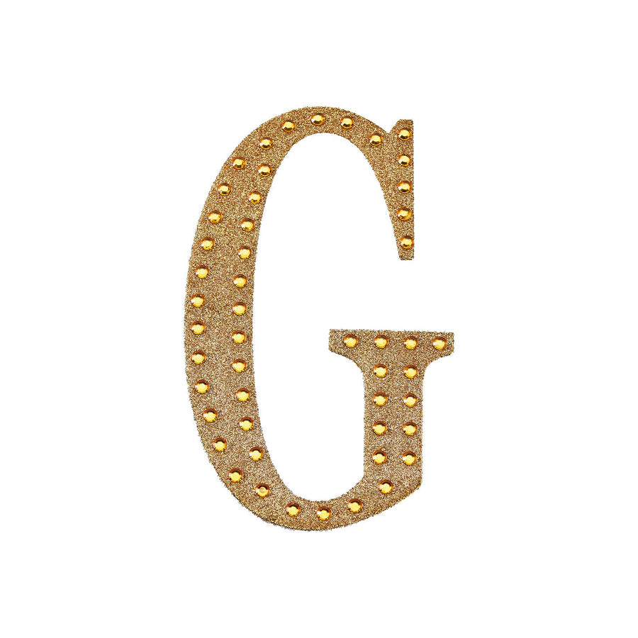6 inch Gold Decorative Rhinestone Alphabet Letter Stickers DIY Crafts - G#whtbkgd