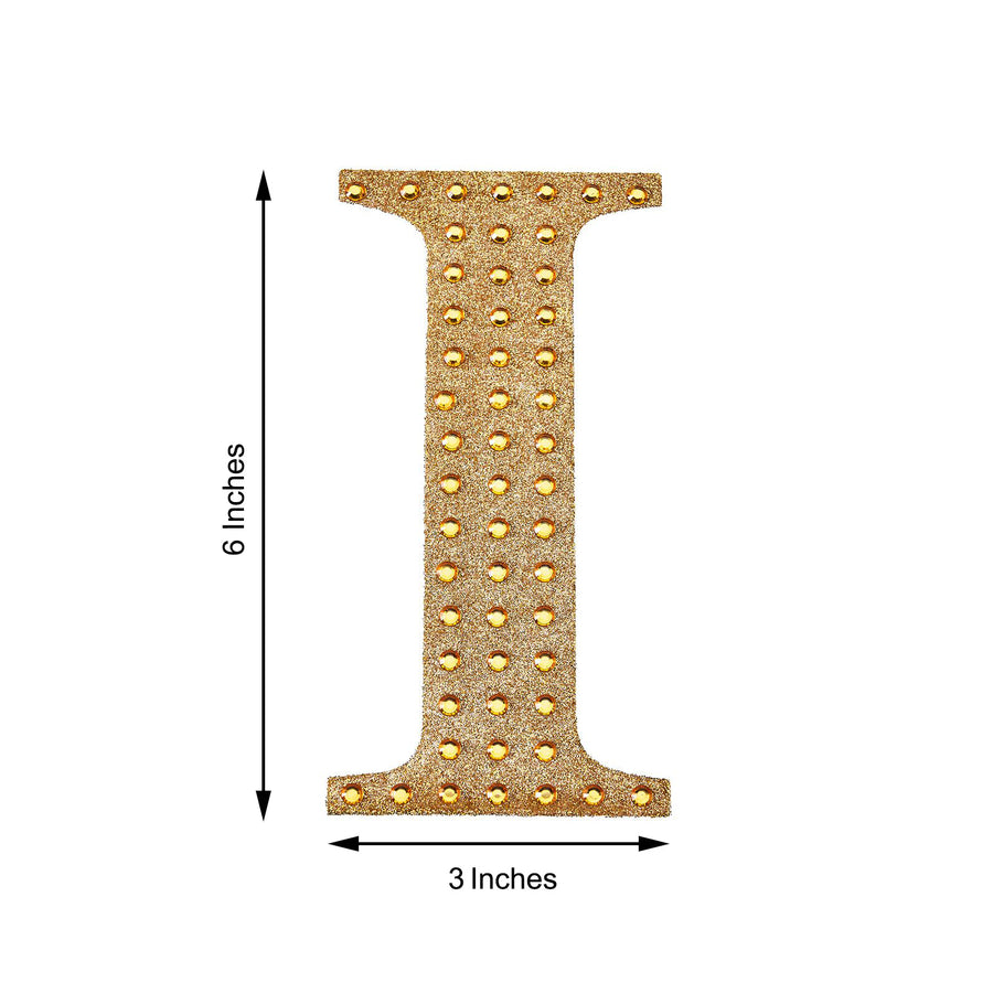 6 inch Gold Decorative Rhinestone Alphabet Letter Stickers DIY Crafts - I