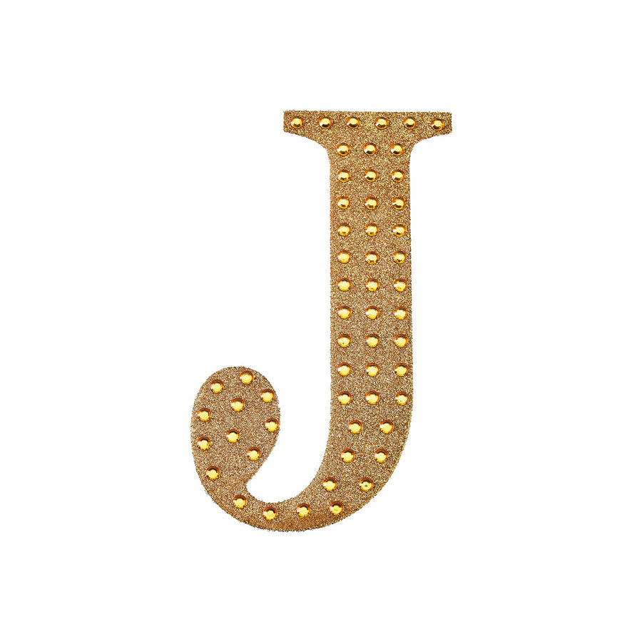 6 inch Gold Decorative Rhinestone Alphabet Letter Stickers DIY Crafts - J#whtbkgd