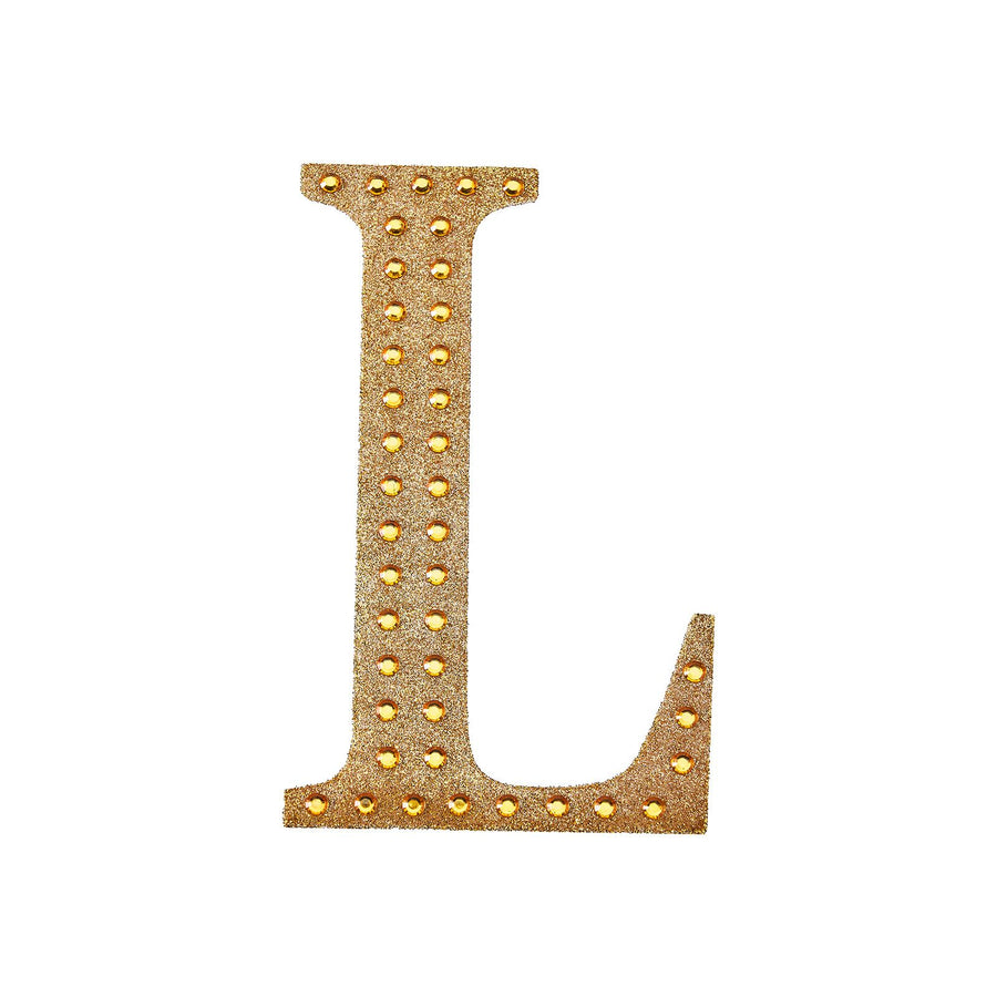 6 inch Gold Decorative Rhinestone Alphabet Letter Stickers DIY Crafts - L#whtbkgd