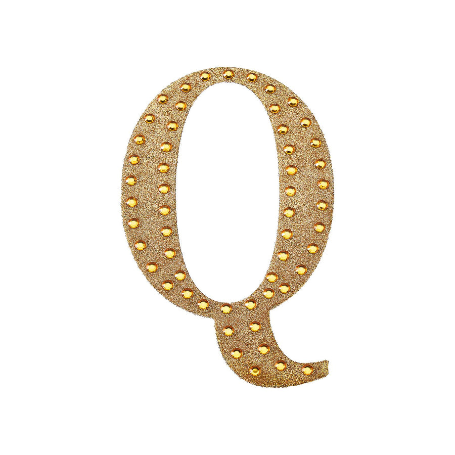 6 inch Gold Decorative Rhinestone Alphabet Letter Stickers DIY Crafts - Q#whtbkgd