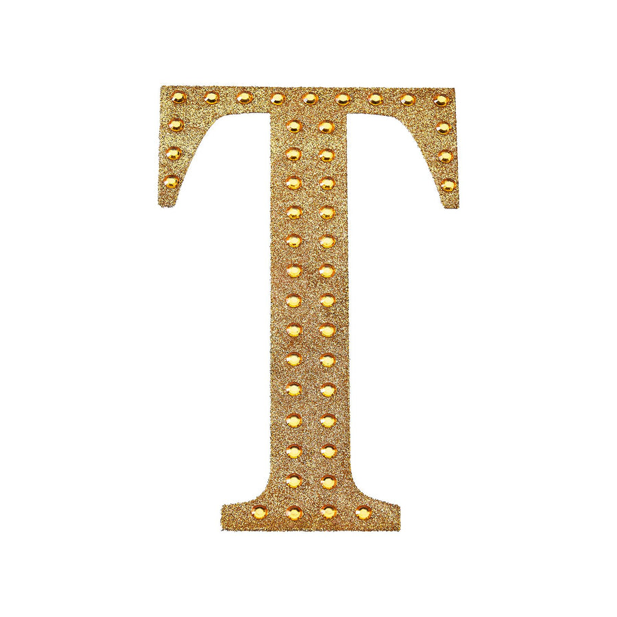 6 inch Gold Decorative Rhinestone Alphabet Letter Stickers DIY Crafts - T#whtbkgd
