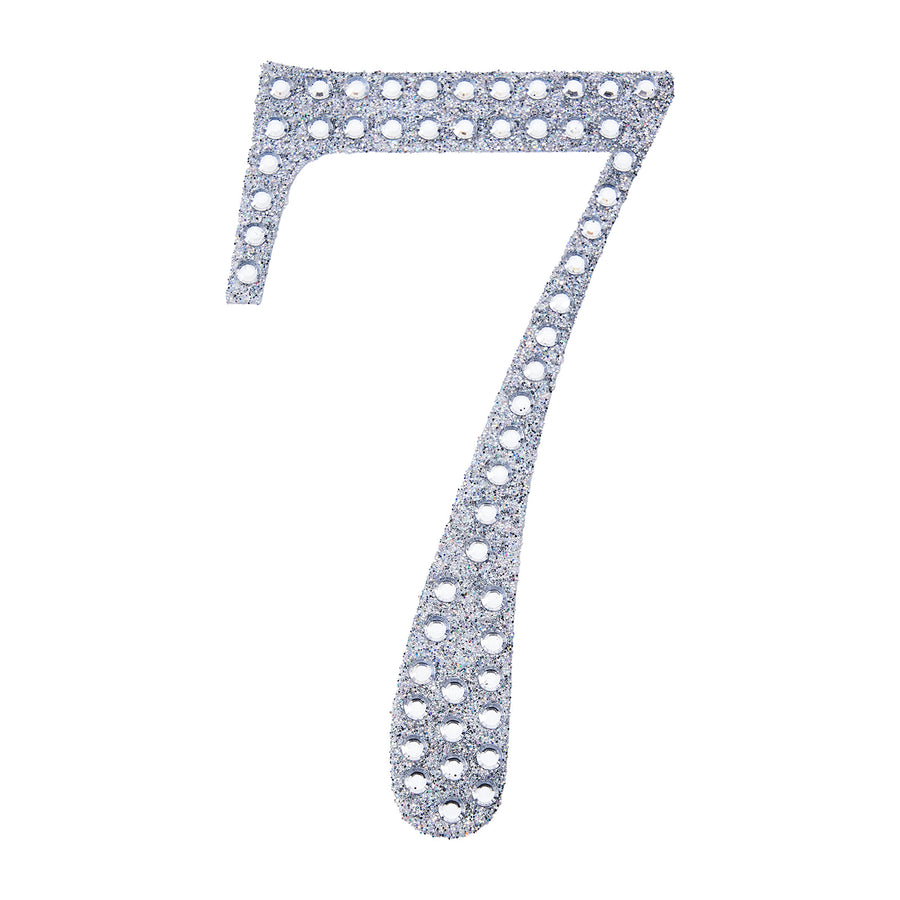 6 inch Silver Decorative Rhinestone Number Stickers DIY Crafts - 7#whtbkgd