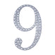 6 inch Silver Decorative Rhinestone Number Stickers DIY Crafts - 9#whtbkgd