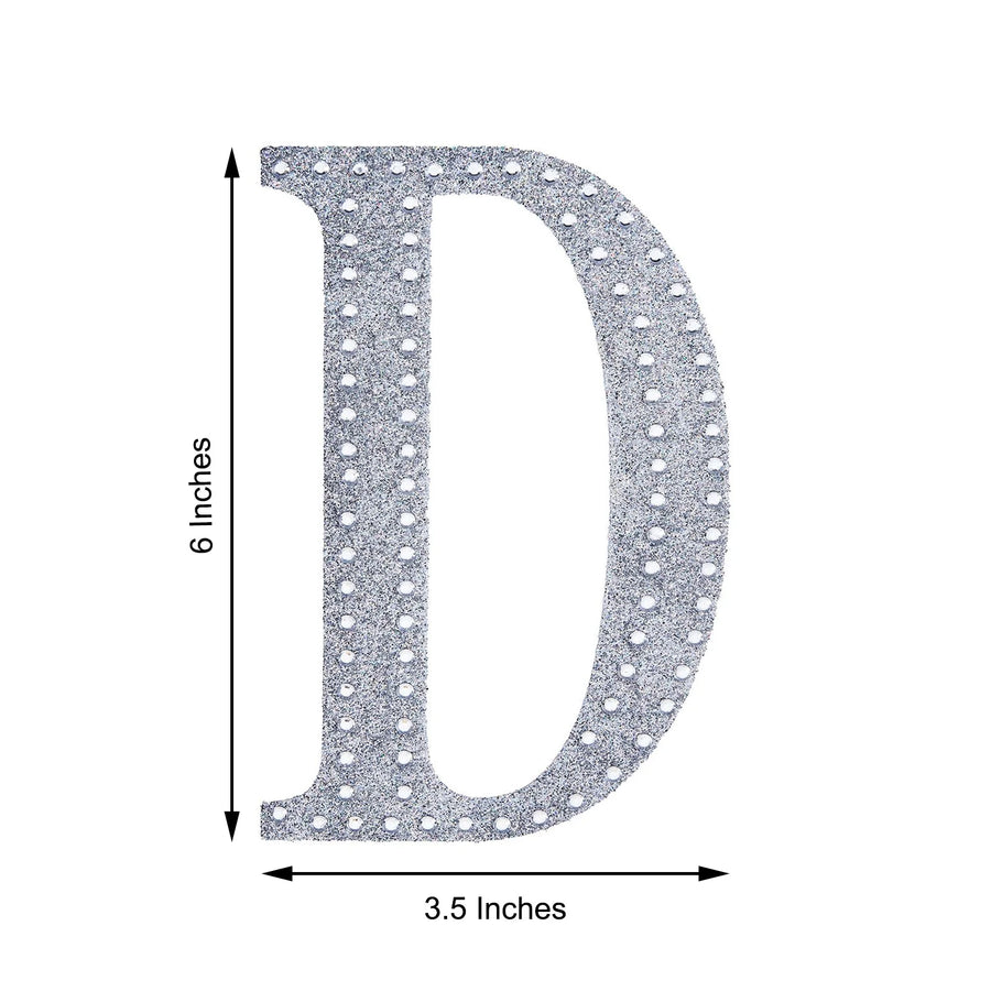 6 inch Silver Decorative Rhinestone Alphabet Letter Stickers DIY Crafts - D