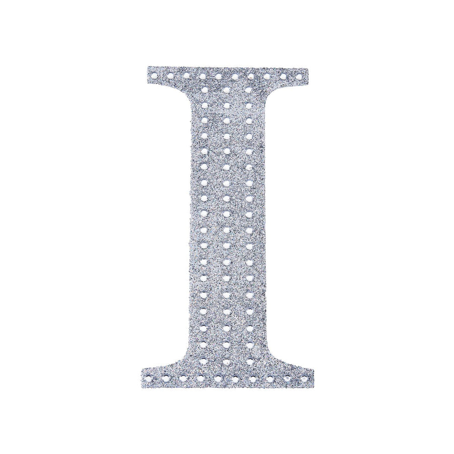 6 inch Silver Decorative Rhinestone Alphabet Letter Stickers DIY Crafts - I#whtbkgd