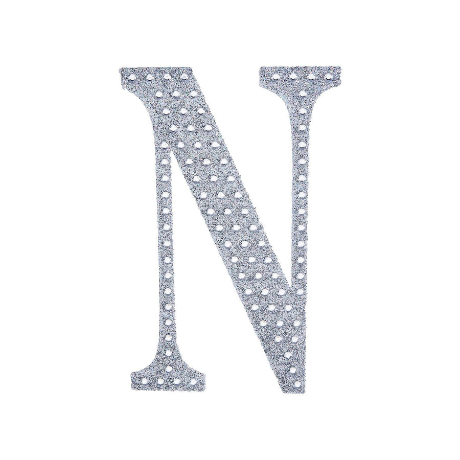 6 inch Silver Decorative Rhinestone Alphabet Letter Stickers DIY Crafts - N#whtbkgd