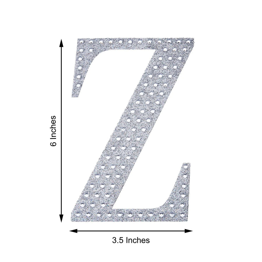 6 inch Silver Decorative Rhinestone Alphabet Letter Stickers DIY Crafts - Z