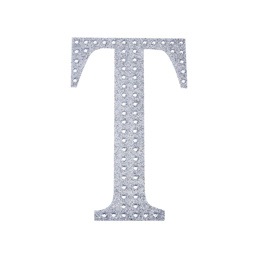 6 inch Silver Decorative Rhinestone Alphabet Letter Stickers DIY Crafts - T#whtbkgd