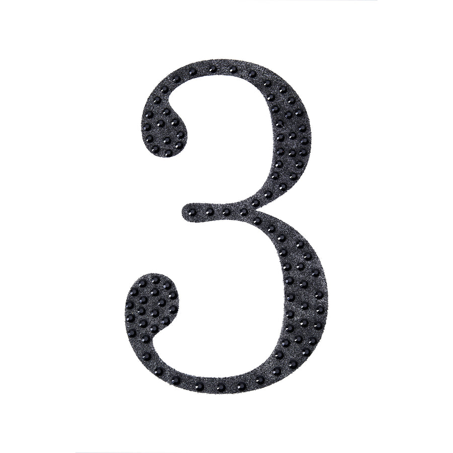 8 inch Black Decorative Rhinestone Number Stickers DIY Crafts - 3#whtbkgd