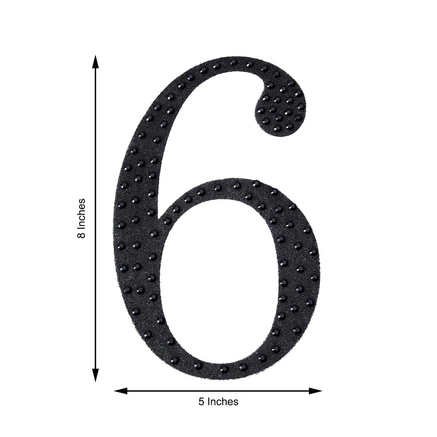 8 inch Black Decorative Rhinestone Number Stickers DIY Crafts - 6