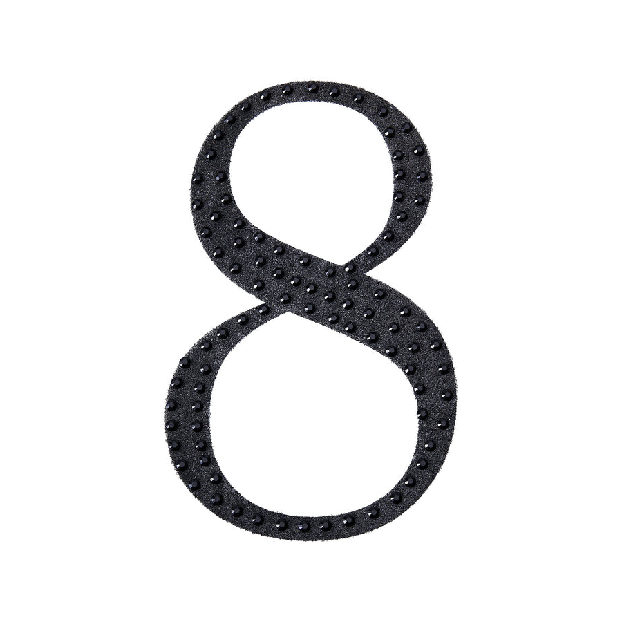 8 inch Black Decorative Rhinestone Number Stickers DIY Crafts - 8#whtbkgd