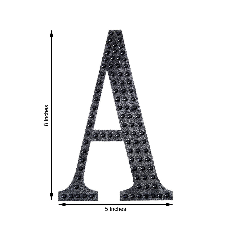 8 inch Black Decorative Rhinestone Alphabet Letter Stickers DIY Crafts - A