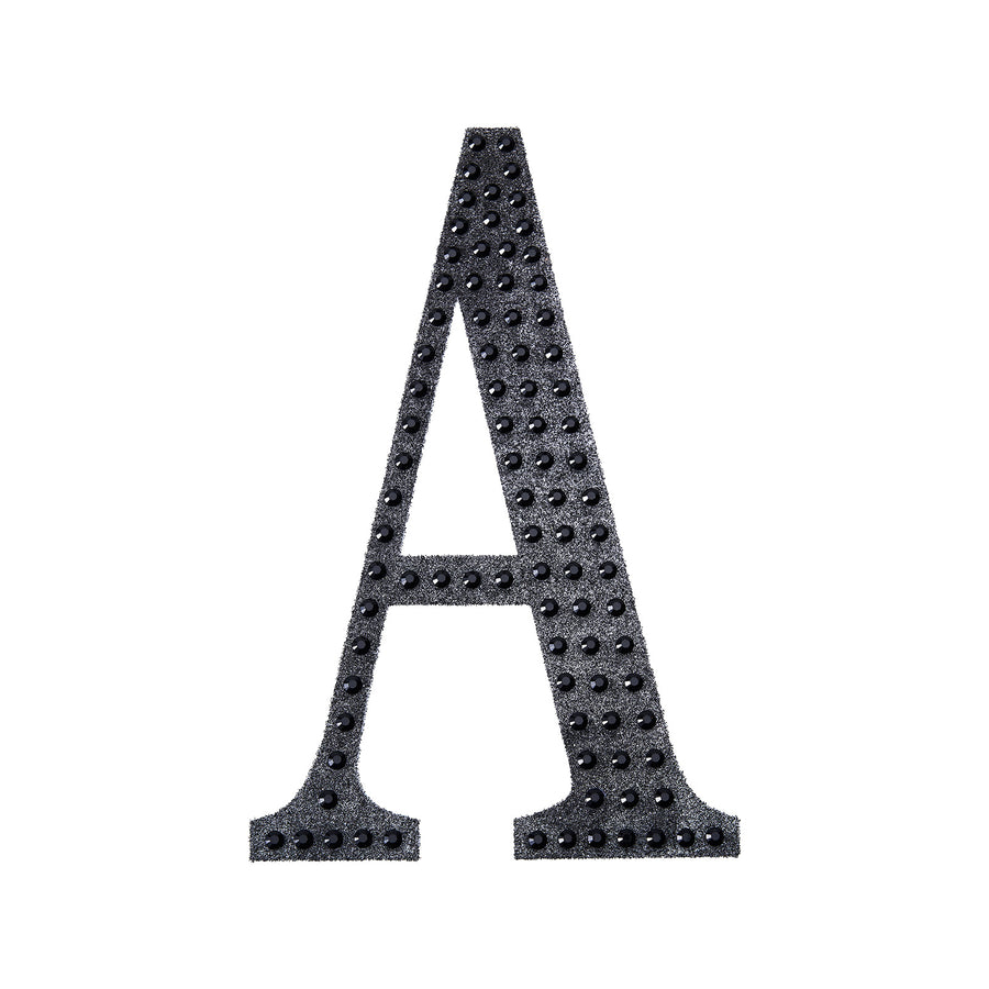 8 inch Black Decorative Rhinestone Alphabet Letter Stickers DIY Crafts - A#whtbkgd