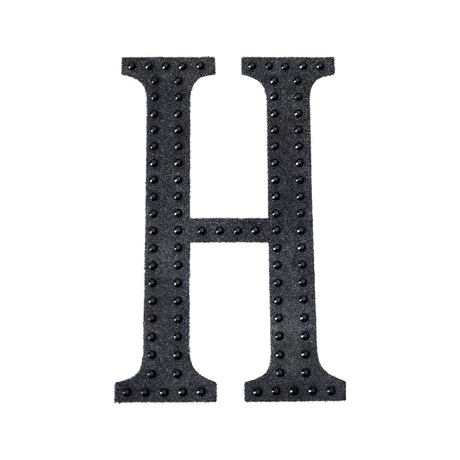 8 inch Black Decorative Rhinestone Alphabet Letter Stickers DIY Crafts - H#whtbkgd