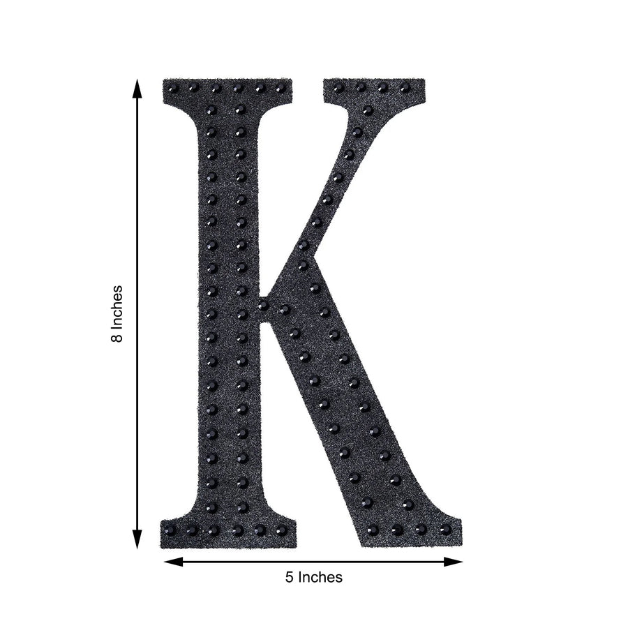 8 inch Black Decorative Rhinestone Alphabet Letter Stickers DIY Crafts - K