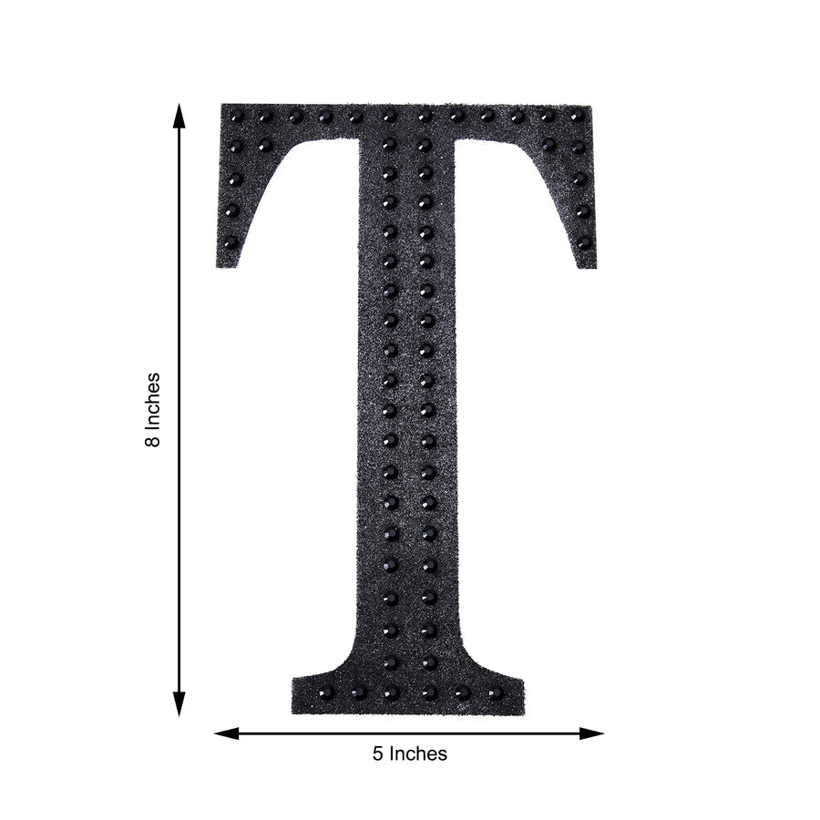 8 inch Black Decorative Rhinestone Alphabet Letter Stickers DIY Crafts - T