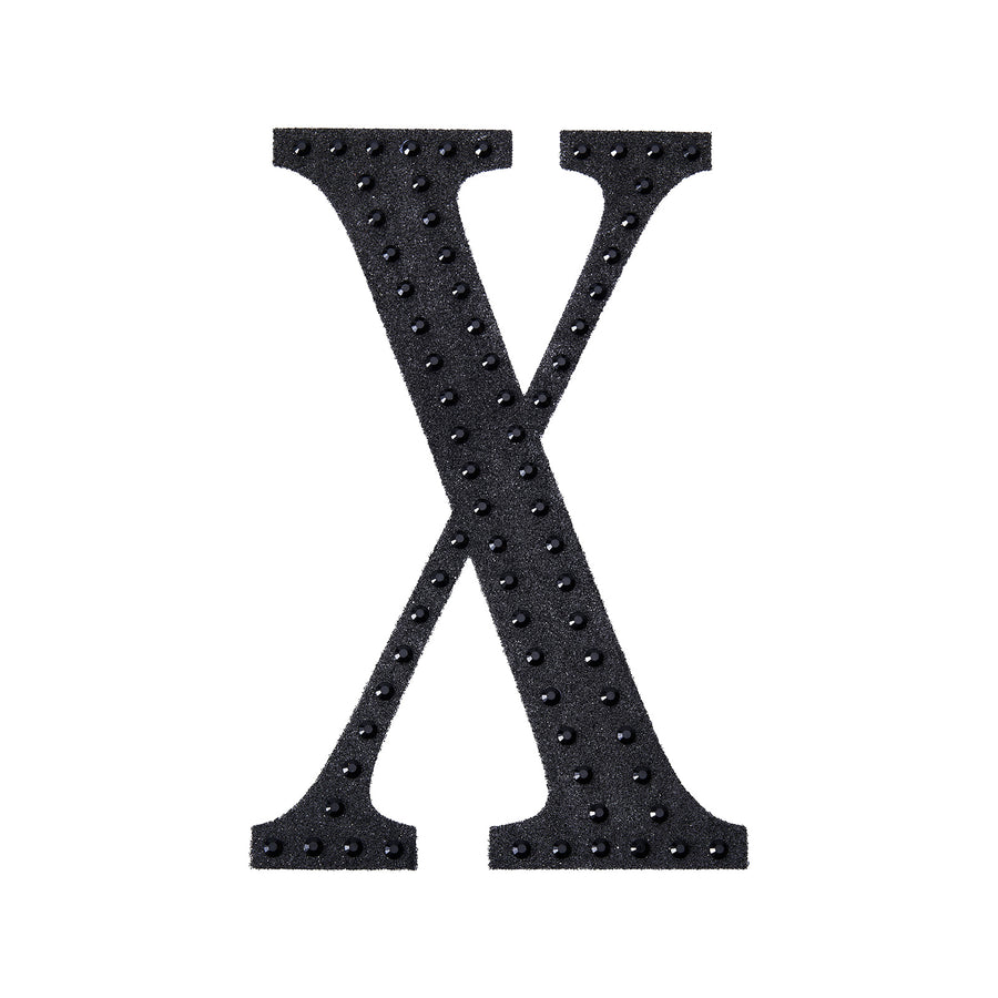 8 inch Black Decorative Rhinestone Alphabet Letter Stickers DIY Crafts - X#whtbkgd