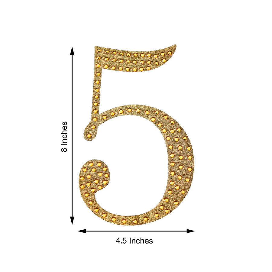 8inch Gold Decorative Rhinestone Number Stickers DIY Crafts - 5