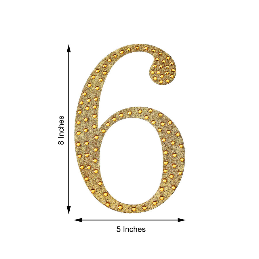 8inch Gold Decorative Rhinestone Number Stickers DIY Crafts - 6