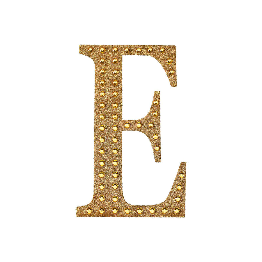 8inch Gold Decorative Rhinestone Alphabet Letter Stickers DIY Crafts - E#whtbkgd