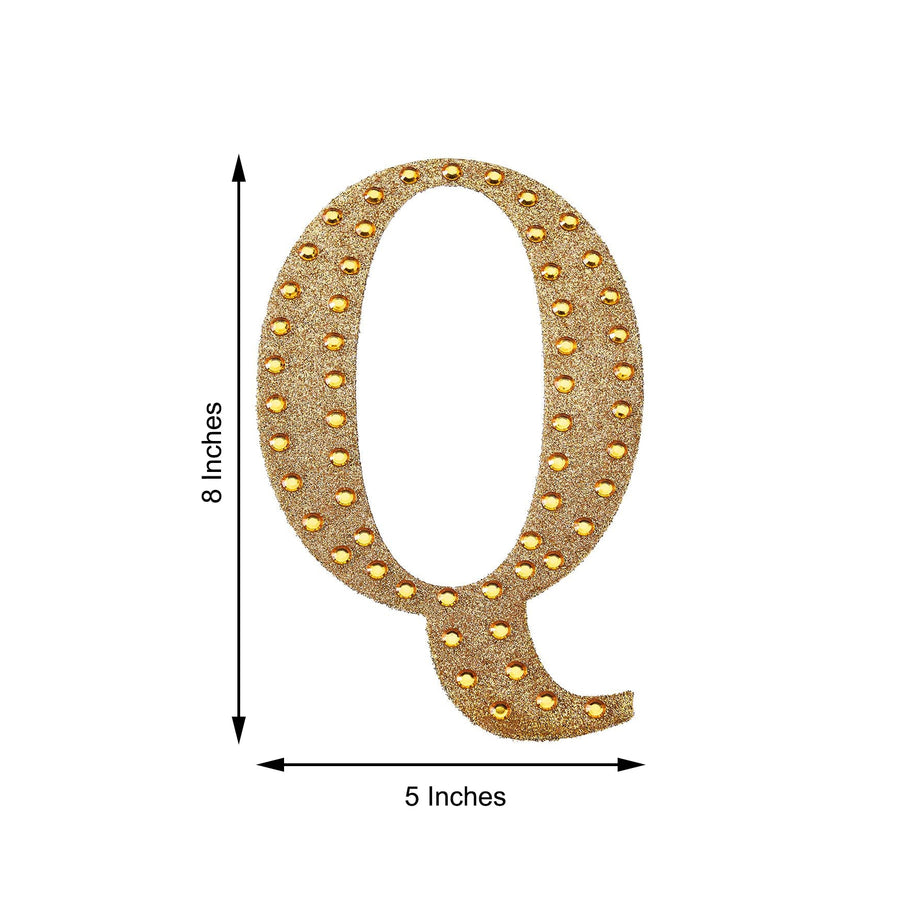 8inch Gold Decorative Rhinestone Alphabet Letter Stickers DIY Crafts - Q