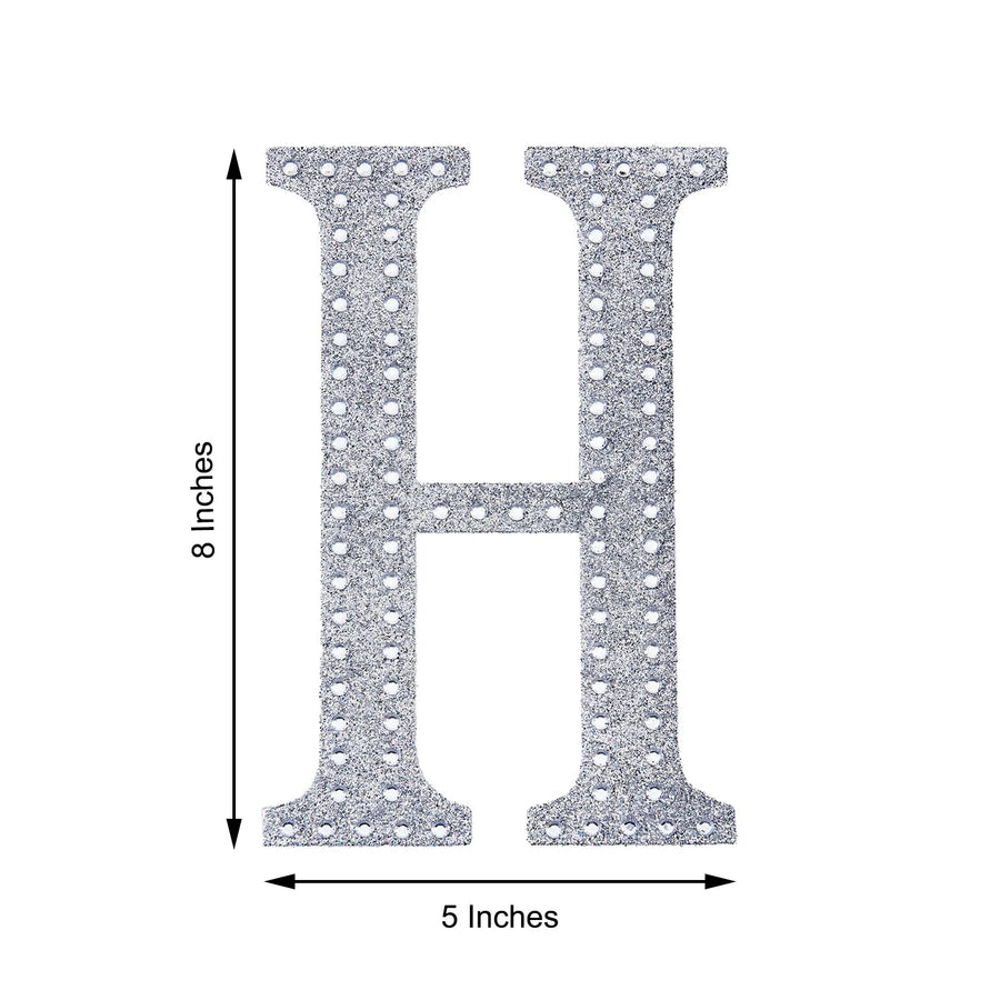 8 Inch Silver Decorative Rhinestone Alphabet Letter Stickers DIY Crafts - H