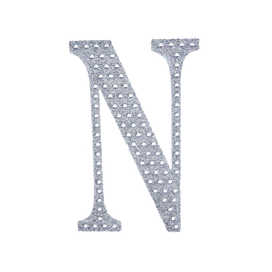 8 Inch Silver Decorative Rhinestone Alphabet Letter Stickers DIY Crafts - N#whtbkgd