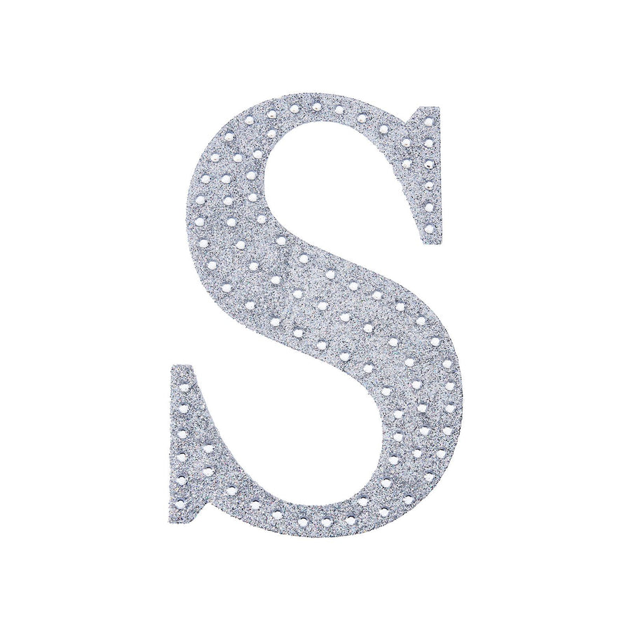 8 Inch Silver Decorative Rhinestone Alphabet Letter Stickers DIY Crafts - S#whtbkgd
