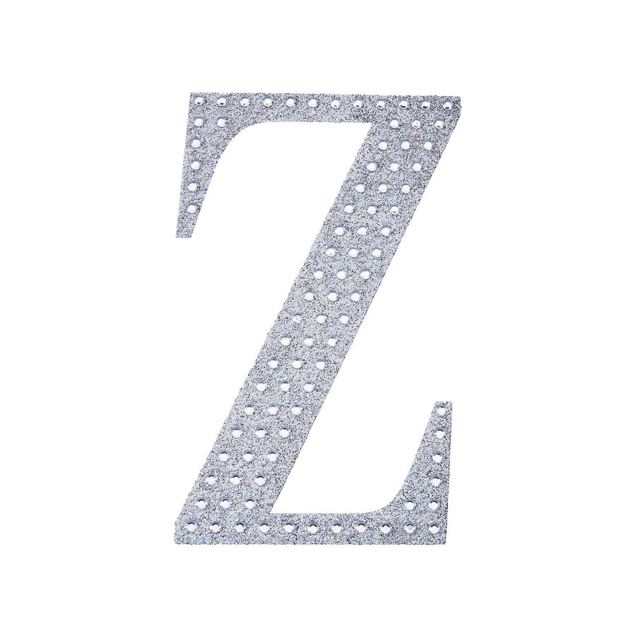 8 Inch Silver Decorative Rhinestone Alphabet Letter Stickers DIY Crafts - Z#whtbkgd