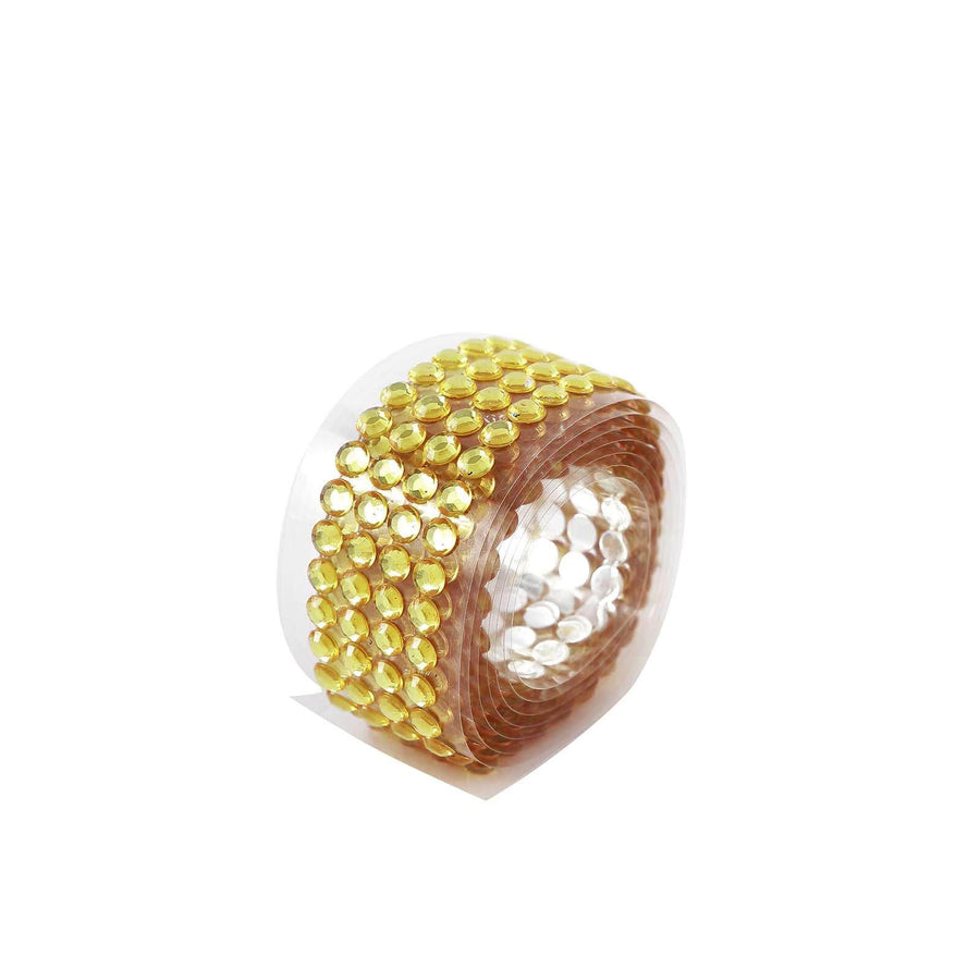 3ft Gold Stick-On Rhinestone Tape, DIY Self Adhesive Diamond Gemstone Stickers
