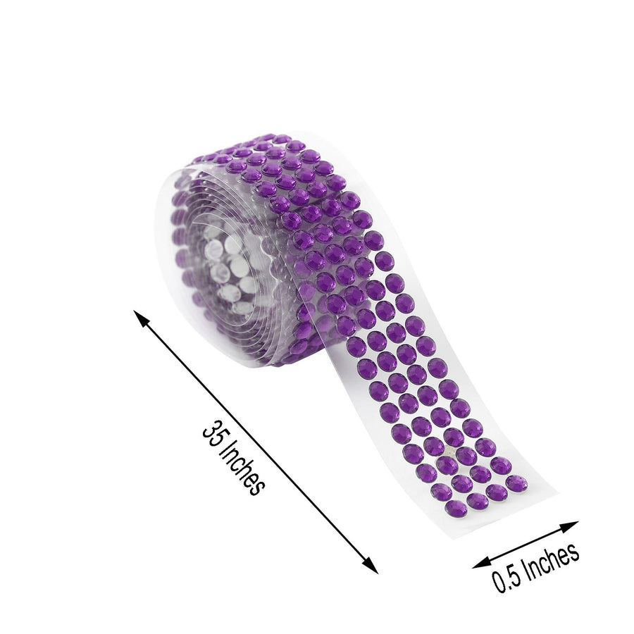 3ft Purple Stick-On Rhinestone Tape, DIY Self Adhesive Diamond Gemstone Stickers