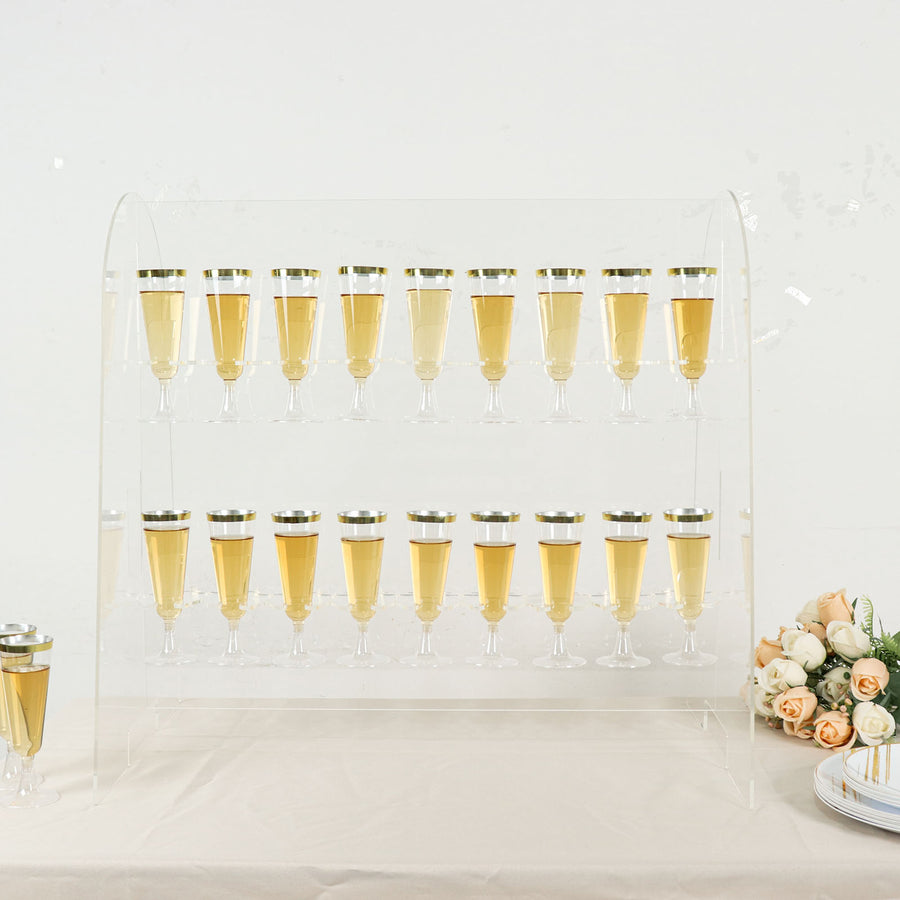 25" Clear Acrylic 18 Champagne Glass Display Stand, 2-Tier Table Top Cocktail Rack