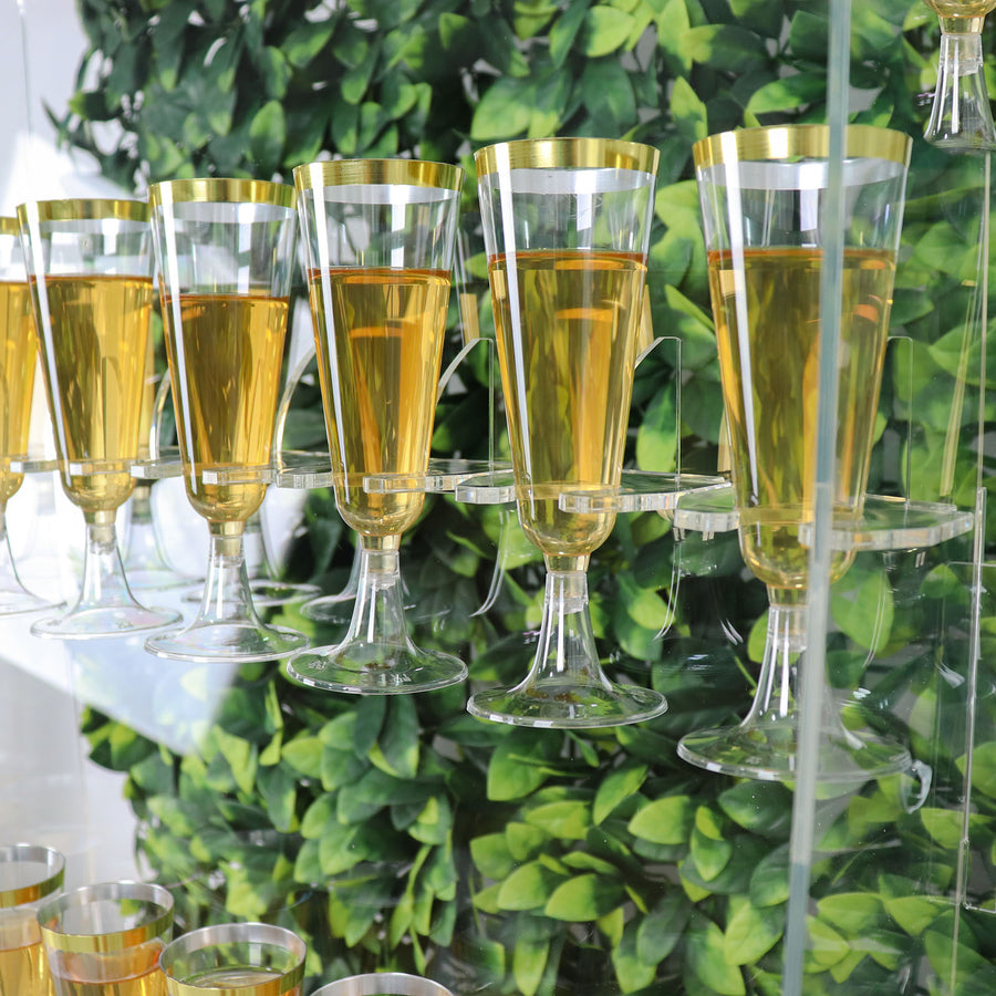 5ft Clear Acrylic 5-Tier Champagne Glass Holder Wall Stand, Wine Glass Standing Rack