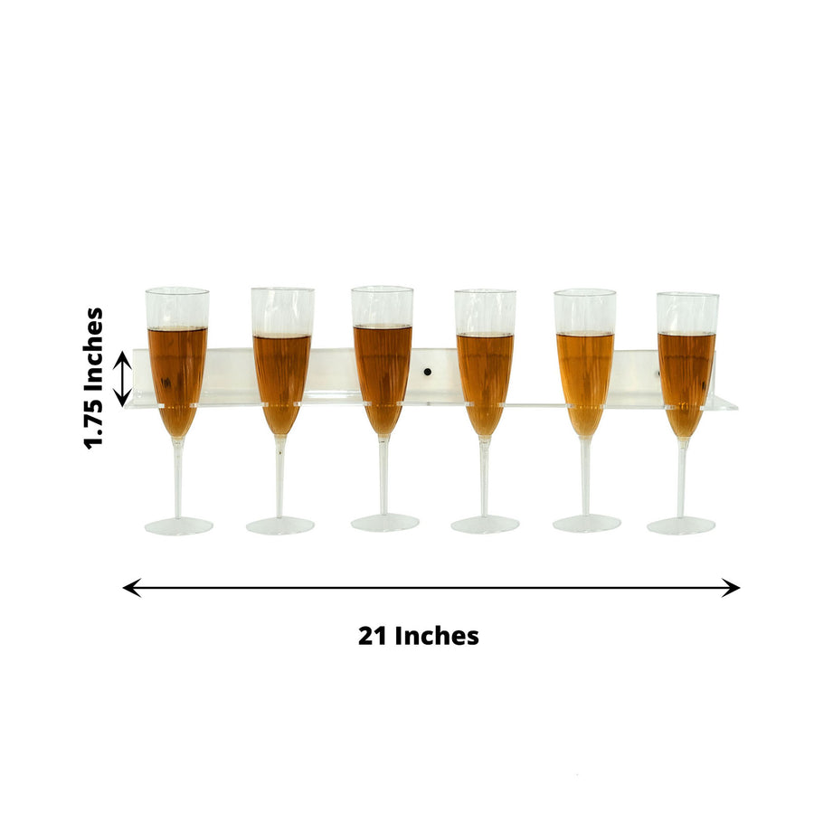 2 Pack | 21inch Clear Acrylic Floating Wall Mounted Champagne Glass Rack