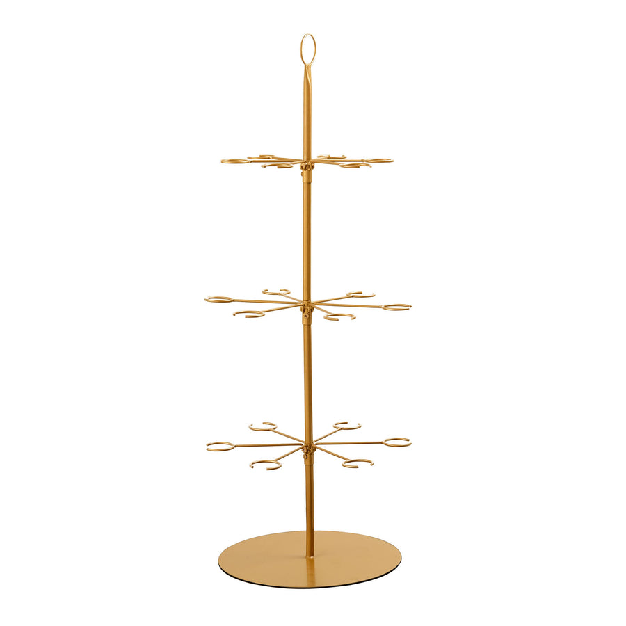 33inch Gold Metal 12-Arm Cocktail Glass Tree Stand, Champagne Flute Long Stem#whtbkgd