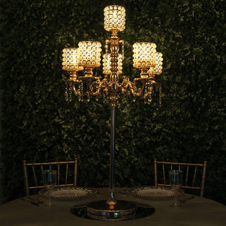 Elegant Gold Pearl Beaded Table Floor Candelabra Centerpiece