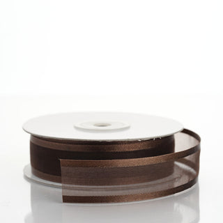 Elegant Chocolate Sheer Organza Ribbon with Satin Edges