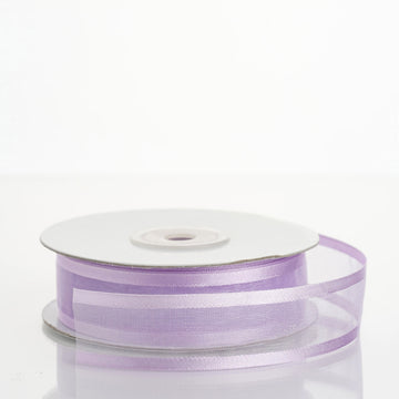 25 Yards 7 8" DIY Lavender Sheer Organza Ribbon With Satin Edges
