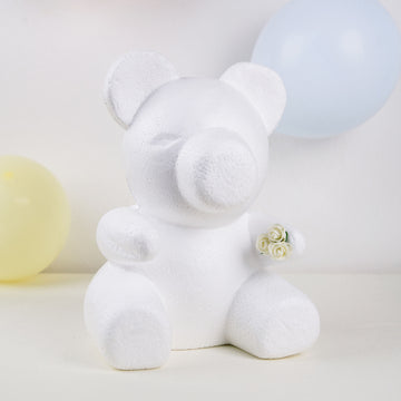 12" DIY White 3D Modeling StyroFoam Bear, Polystyrene Craft Foam Animal